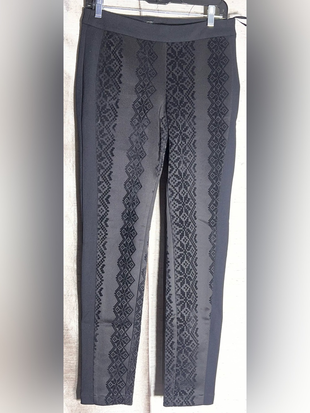 KES Brazil Embroidered Geometric Knit Panel Stretch Pants Size 40 (US 8)